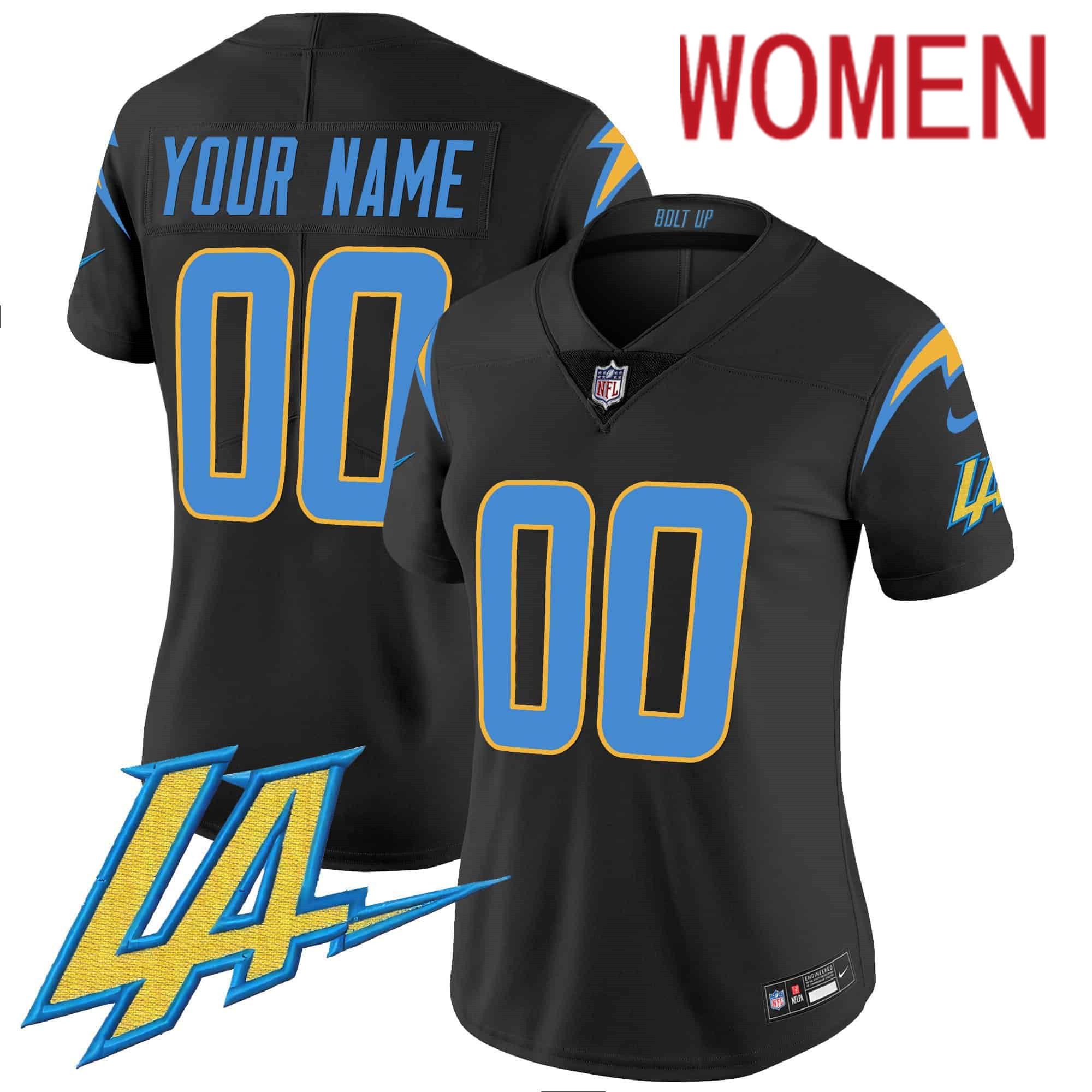 Women Los Angeles Chargers Black 2024 Nike Vapor Limited Custom NFL Jersey style 1